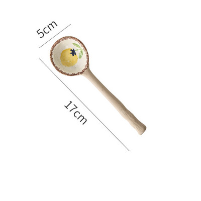 Japoniško stiliaus keraminis mažas sriubos šaukštelis, akmens masės šaukštas, ilgakojis šaukštas, buitinis mielas kūrybingas ryžių šaukštelis virtuvės indai