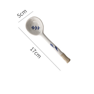 Japoniško stiliaus keraminis mažas sriubos šaukštelis, akmens masės šaukštas, ilgakojis šaukštas, buitinis mielas kūrybingas ryžių šaukštelis virtuvės indai