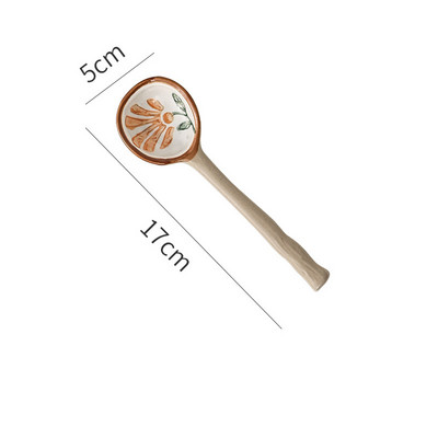 Japoniško stiliaus keraminis mažas sriubos šaukštelis, akmens masės šaukštas, ilgakojis šaukštas, buitinis mielas kūrybingas ryžių šaukštelis virtuvės indai