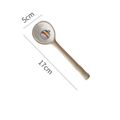 Japoniško stiliaus keraminis mažas sriubos šaukštelis, akmens masės šaukštas, ilgakojis šaukštas, buitinis mielas kūrybingas ryžių šaukštelis virtuvės indai