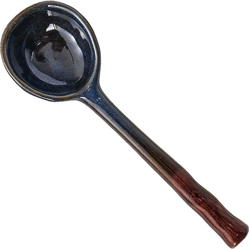 Japoniško stiliaus keraminis mažas sriubos šaukštelis, akmens masės šaukštas, ilgakojis šaukštas, buitinis mielas kūrybingas ryžių šaukštelis virtuvės indai