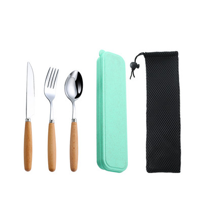 304 Set posuđa za jelo Pribor za jelo od nehrđajućeg čelika Prijenosni setovi pribora za jelo Kampiranje Putni set Kutija Nož Vilica Žlica Kuhinjski pribor