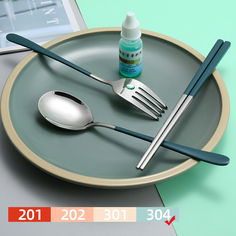 304 Set posuđa za jelo Pribor za jelo od nehrđajućeg čelika Prijenosni setovi pribora za jelo Kampiranje Putni set Kutija Nož Vilica Žlica Kuhinjski pribor