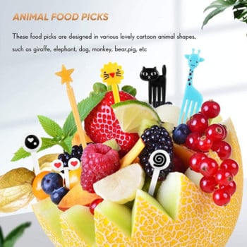 Fruit Fork Cartoon Mini Animal Farm Cartoon Επιλογή φαγητού Παιδικά σνακ Κέικ Επιδόρπιο Φαγητό Πιρούνι φρούτων Διακόσμηση πάρτι