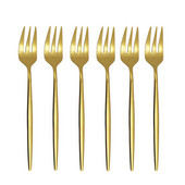 6/12 db Gyümölcsvilla 304 Rozsdamentes acél tortavilla fehérarany színes teavilla étkészlet