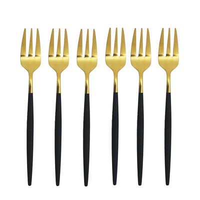 6/12 db Gyümölcsvilla 304 Rozsdamentes acél tortavilla fehérarany színes teavilla étkészlet