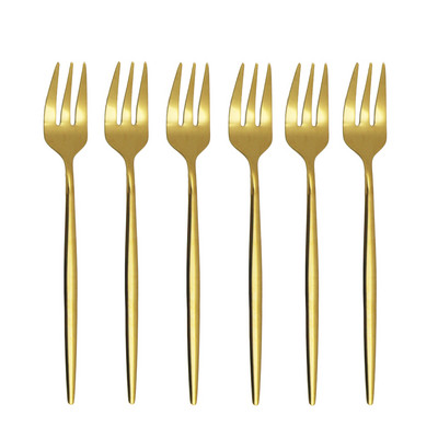 6/12 db Gyümölcsvilla 304 Rozsdamentes acél tortavilla fehérarany színes teavilla étkészlet