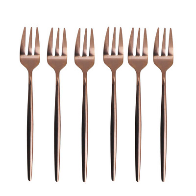 6/12 db Gyümölcsvilla 304 Rozsdamentes acél tortavilla fehérarany színes teavilla étkészlet