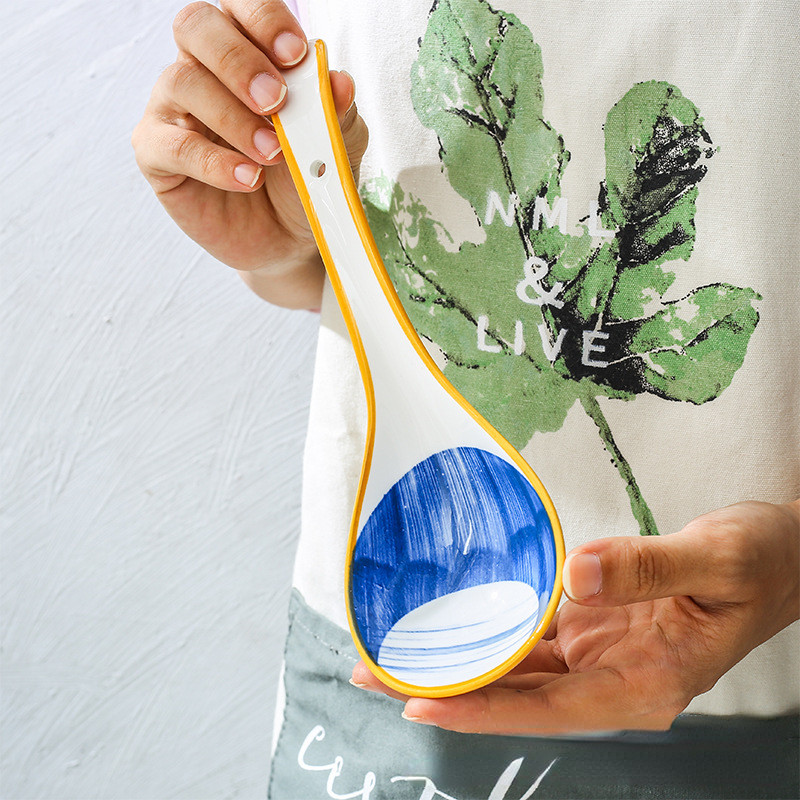 Loominguline Jaapani stiilis keraamiline supilusikas joogisupp Ramen Laia varrega suur lusikas kumer lusikas Igapäevased köögitarvikud