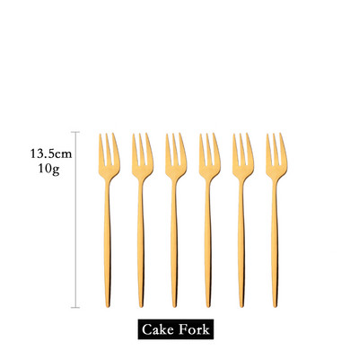 Set posuđa od 6 komada Bijelo zlato Torta Voće Vilice Set pribora za jelo Od nehrđajućeg čelika Ogledalo Kućni užina Vilica za salatu Set posuđa