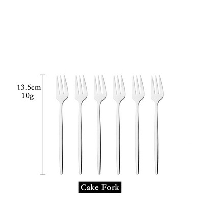 Set posuđa od 6 komada Bijelo zlato Torta Voće Vilice Set pribora za jelo Od nehrđajućeg čelika Ogledalo Kućni užina Vilica za salatu Set posuđa