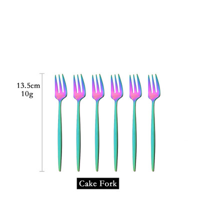 Set posuđa od 6 komada Bijelo zlato Torta Voće Vilice Set pribora za jelo Od nehrđajućeg čelika Ogledalo Kućni užina Vilica za salatu Set posuđa