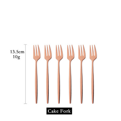 Set posuđa od 6 komada Bijelo zlato Torta Voće Vilice Set pribora za jelo Od nehrđajućeg čelika Ogledalo Kućni užina Vilica za salatu Set posuđa