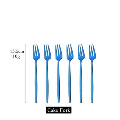 Set posuđa od 6 komada Bijelo zlato Torta Voće Vilice Set pribora za jelo Od nehrđajućeg čelika Ogledalo Kućni užina Vilica za salatu Set posuđa