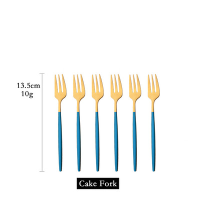 Set posuđa od 6 komada Bijelo zlato Torta Voće Vilice Set pribora za jelo Od nehrđajućeg čelika Ogledalo Kućni užina Vilica za salatu Set posuđa