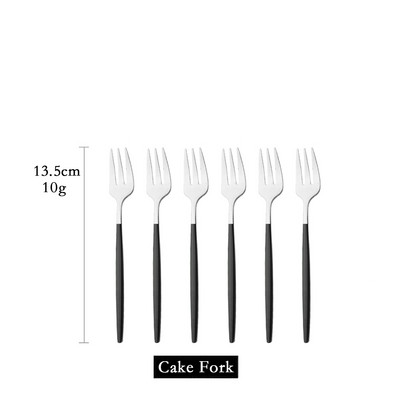 Set posuđa od 6 komada Bijelo zlato Torta Voće Vilice Set pribora za jelo Od nehrđajućeg čelika Ogledalo Kućni užina Vilica za salatu Set posuđa