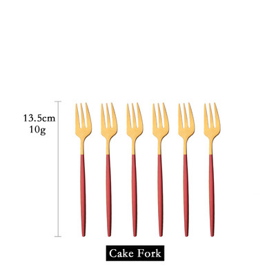 Set posuđa od 6 komada Bijelo zlato Torta Voće Vilice Set pribora za jelo Od nehrđajućeg čelika Ogledalo Kućni užina Vilica za salatu Set posuđa