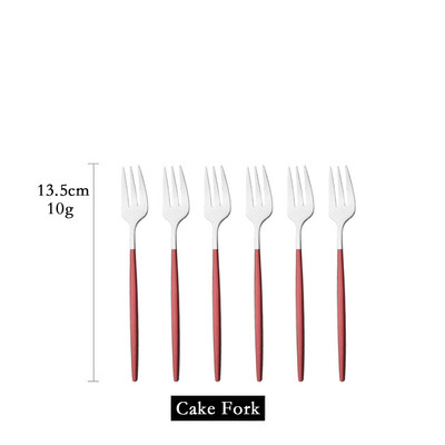 Set posuđa od 6 komada Bijelo zlato Torta Voće Vilice Set pribora za jelo Od nehrđajućeg čelika Ogledalo Kućni užina Vilica za salatu Set posuđa