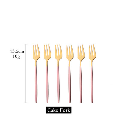 Set posuđa od 6 komada Bijelo zlato Torta Voće Vilice Set pribora za jelo Od nehrđajućeg čelika Ogledalo Kućni užina Vilica za salatu Set posuđa