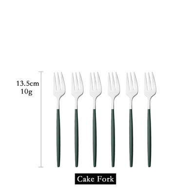 Set posuđa od 6 komada Bijelo zlato Torta Voće Vilice Set pribora za jelo Od nehrđajućeg čelika Ogledalo Kućni užina Vilica za salatu Set posuđa