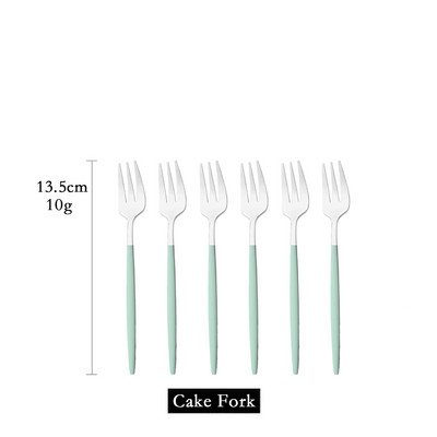 Set posuđa od 6 komada Bijelo zlato Torta Voće Vilice Set pribora za jelo Od nehrđajućeg čelika Ogledalo Kućni užina Vilica za salatu Set posuđa