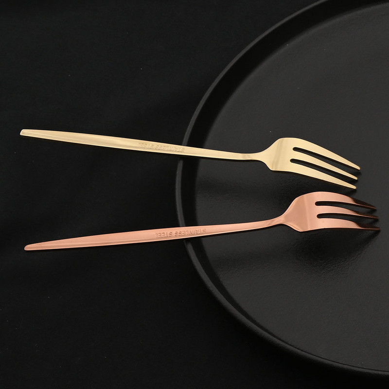 Set posuđa od 6 komada Bijelo zlato Torta Voće Vilice Set pribora za jelo Od nehrđajućeg čelika Ogledalo Kućni užina Vilica za salatu Set posuđa