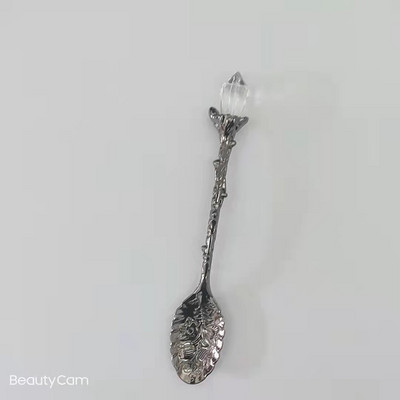 Vaistažolių šaukštelis šiaurietiško stiliaus retro gėlių raižinys, cinko lydinio medžiaga Rankų darbo daugiafunkcinės raganos rekvizitai Namų dekoras