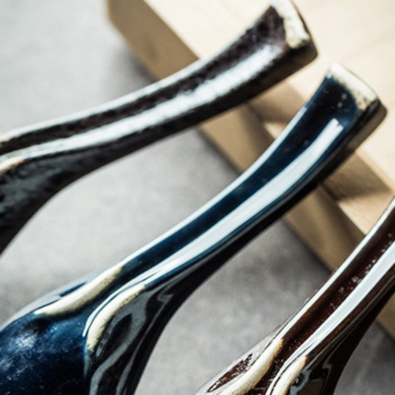 Japoniški rameno sriubos šaukštai ryžių šaukštai stalo reikmenys keraminiai azijietiški kiniški serviravimo šaukštai ramen makaronams Udon Pho ryžiai 1 vnt.