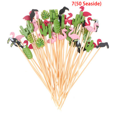 50/100 vnt 12cm Širdies gėlių bambuko rinkinys savitarnos pyragaičiai vaisių šakutės vakarėlis desertinis salotų lazdelės kokteilių iešmas vestuvių dekoravimui