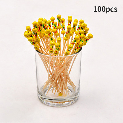 50/100 vnt 12cm Širdies gėlių bambuko rinkinys savitarnos pyragaičiai vaisių šakutės vakarėlis desertinis salotų lazdelės kokteilių iešmas vestuvių dekoravimui