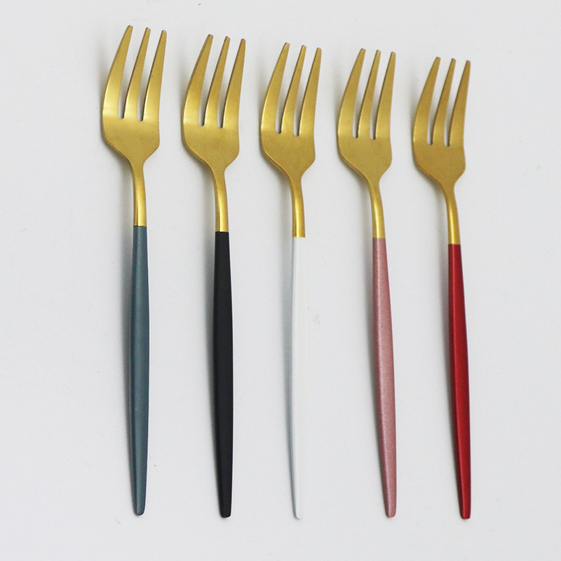 6/12kom Set vilica za kolače Posuđe od nehrđajućeg čelika za voćnu salatu Šarena mala vilica Ogledalo Pribor za jelo Kuhinjski dodaci