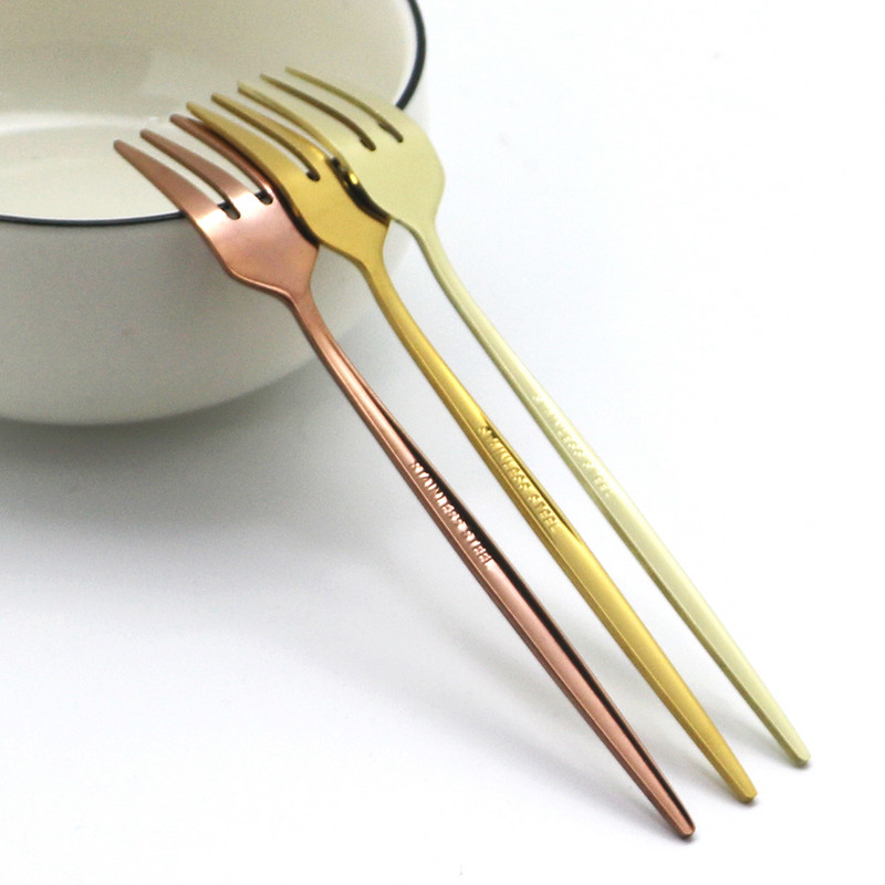 6/12kom Set vilica za kolače Posuđe od nehrđajućeg čelika za voćnu salatu Šarena mala vilica Ogledalo Pribor za jelo Kuhinjski dodaci