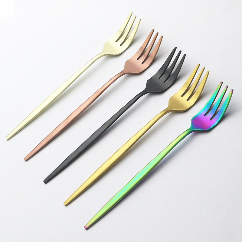Mat set vilica za kolače od 6/12 komada Posuđe od nehrđajućeg čelika za voćnu salatu Šarene male vilice Pribor za jelo Kuhinjski dodaci