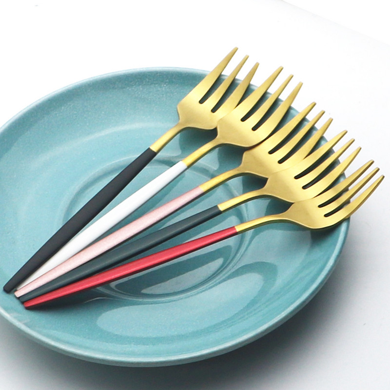 Mat set vilica za kolače od 6/12 komada Posuđe od nehrđajućeg čelika za voćnu salatu Šarene male vilice Pribor za jelo Kuhinjski dodaci