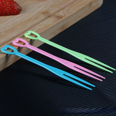 100 tk Puuviljakahvli kook Magustoit Toit Puuviljakork Laste Suupiste Minipidu Festival Armastus Lauanõud Kaunistus Plastikust hambaork