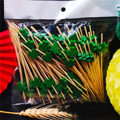 100 tk Creative ühekordselt kasutatav puuviljakahvel Mitme stiiliga bambuspulk BBQ magustoidu võileiva toidukahvli laua kaunistamiseks