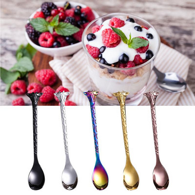 Lingură de desert creativă cu mai multe utilizări din oțel inoxidabil Lingură creativă cu girafă din desene animate Tort Înghețată Lingură de cafea Supli de bucătărie