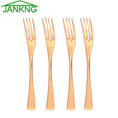 JANKNG 4 tk/partii magustoidukahvel Värviline söögiriistade komplekt roostevabast terasest kahvlite söögiriistade komplekt õhtusöögiks salat puu-roosikuld sööginõud