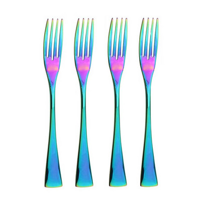 JANKNG 4 tk/partii magustoidukahvel Värviline söögiriistade komplekt roostevabast terasest kahvlite söögiriistade komplekt õhtusöögiks salat puu-roosikuld sööginõud