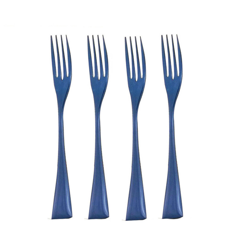 JANKNG 4 tk/partii magustoidukahvel Värviline söögiriistade komplekt roostevabast terasest kahvlite söögiriistade komplekt õhtusöögiks salat puu-roosikuld sööginõud