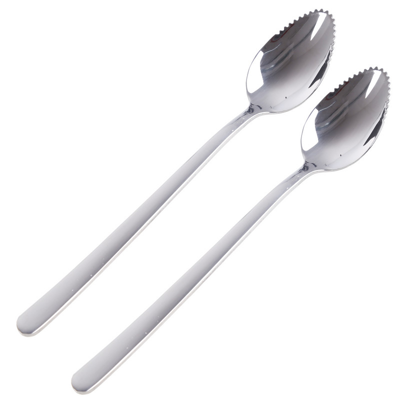 Nerūdijančio plieno pjūkliniai šaukštai Greipfrutų grandiklis šaukštas vaisių tyrės ilga rankena Daugiafunkcis maistas kūdikiams D10 20 Dropship