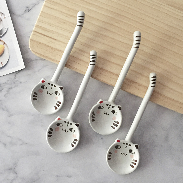 Armas keraamiline kohvilusikas Jaapani lauanõud Loomade lusikas Söögilusikad Köök Toiduvalmistamisriistad Tööriista multifilm Magustoidu lusikad