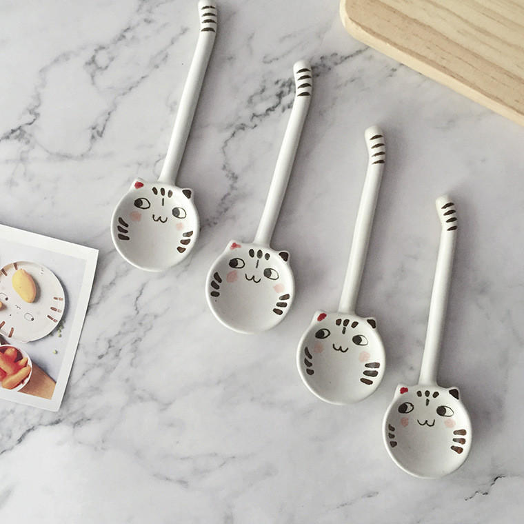 Armas keraamiline kohvilusikas Jaapani lauanõud Loomade lusikas Söögilusikad Köök Toiduvalmistamisriistad Tööriista multifilm Magustoidu lusikad