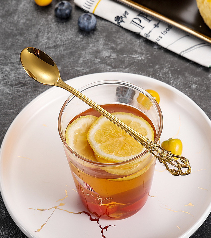 Retro kávéskanál kreatív hosszú nyelű, rozsdamentes acél jégkanál keverőkanál fagylalt desszert kanál konyhai kiegészítők