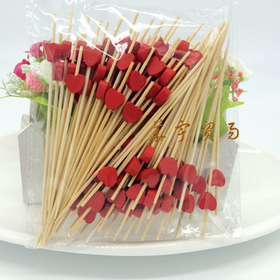 100 vnt 12 cm Širdies bambuko rinkinys Buffet Cupcake Fruit Fork Party Desertinis salotų lazdelinis kokteilių iešmas vestuvių dekoravimui