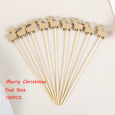 100 vnt 12 cm Širdies bambuko rinkinys Buffet Cupcake Fruit Fork Party Desertinis salotų lazdelinis kokteilių iešmas vestuvių dekoravimui