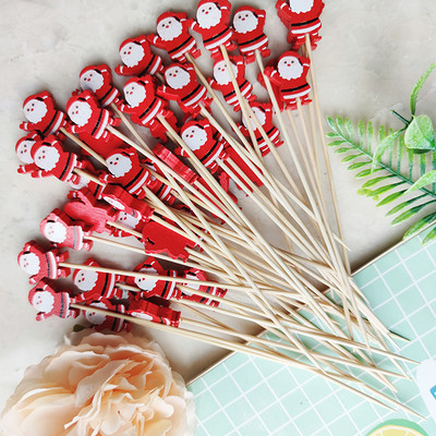 100 vnt 12 cm Širdies bambuko rinkinys Buffet Cupcake Fruit Fork Party Desertinis salotų lazdelinis kokteilių iešmas vestuvių dekoravimui