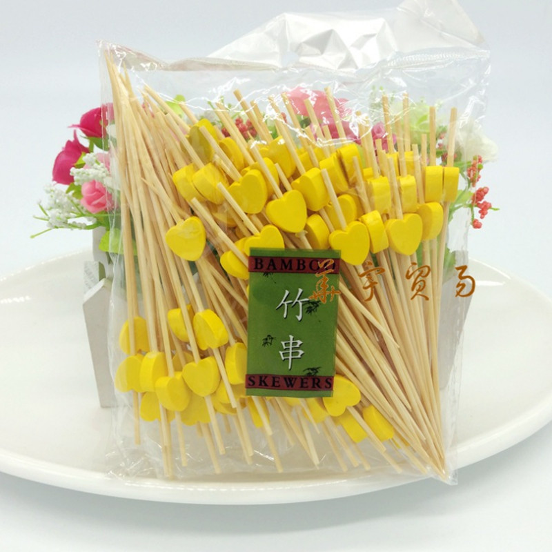 100 vnt 12 cm Širdies bambuko rinkinys Buffet Cupcake Fruit Fork Party Desertinis salotų lazdelinis kokteilių iešmas vestuvių dekoravimui
