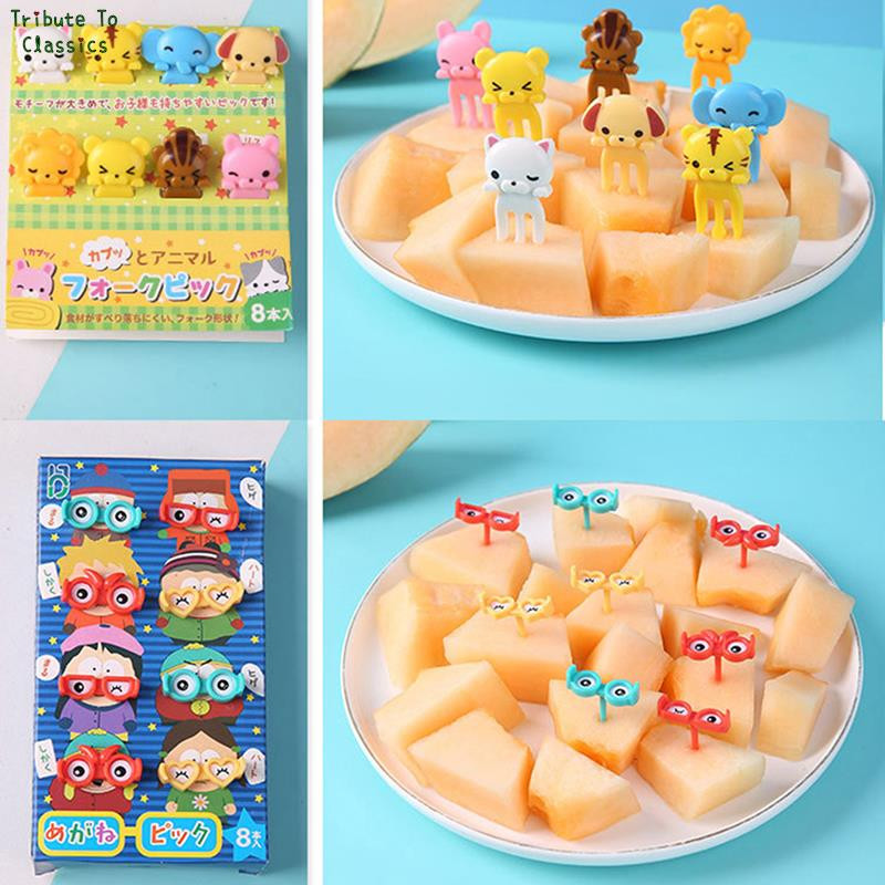 1 set/paket Slatke oči Vilica za voće Plastična berlica voća Dječji Bento Ručak Užina Torta Desert Hrana Čačkalica Kuhinjsko posuđe Dekoracija