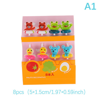 1 rinkinys 6/8 vnt Vaikiški vaisių krapštukai Adatiniai dantų krapštukai Kūrybinis vaisinis pyragas Desertas Maisto šakutės Pietų dėžutės dekoras Bento aksesuarai